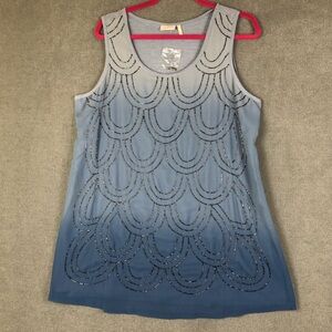 Logo Lavish by Lori Goldstein Tunic Top Women's Small Beaded Tank Blouse size L